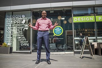 Keith Leaphart stands in front of his store.