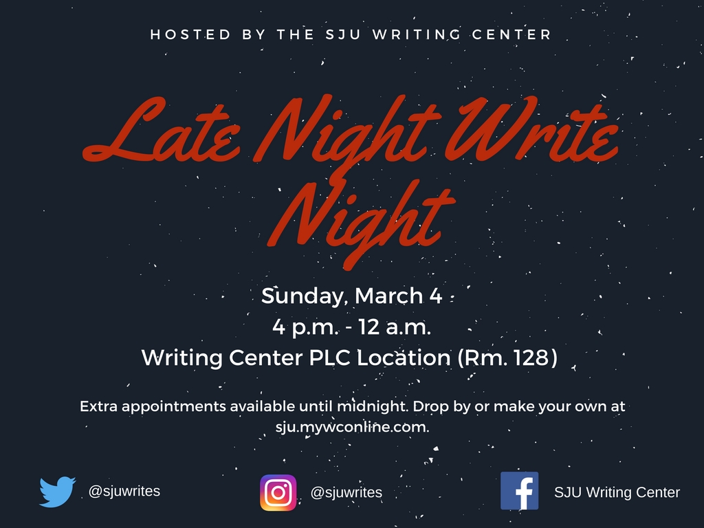 Late Night Write Night (1) SJU Writing Center
