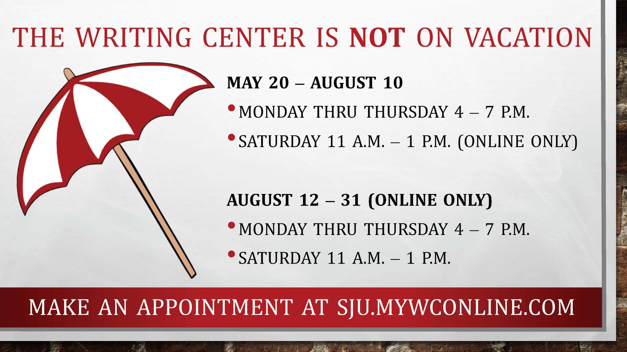 Writing Center Summer 2019 SJU Writing Center