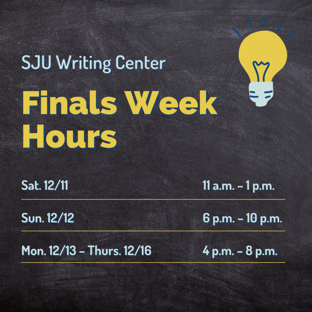 Copy of WC Finals Week Hours (3) SJU Writing Center